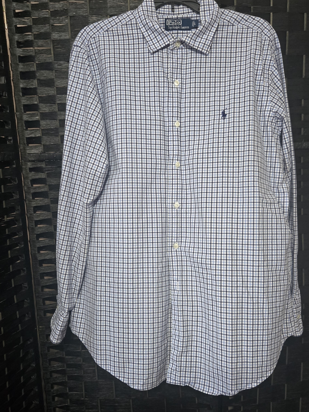 Polo by Ralph Lauren Men's Blue Check Button-Down Long Sleeve Shirt Large